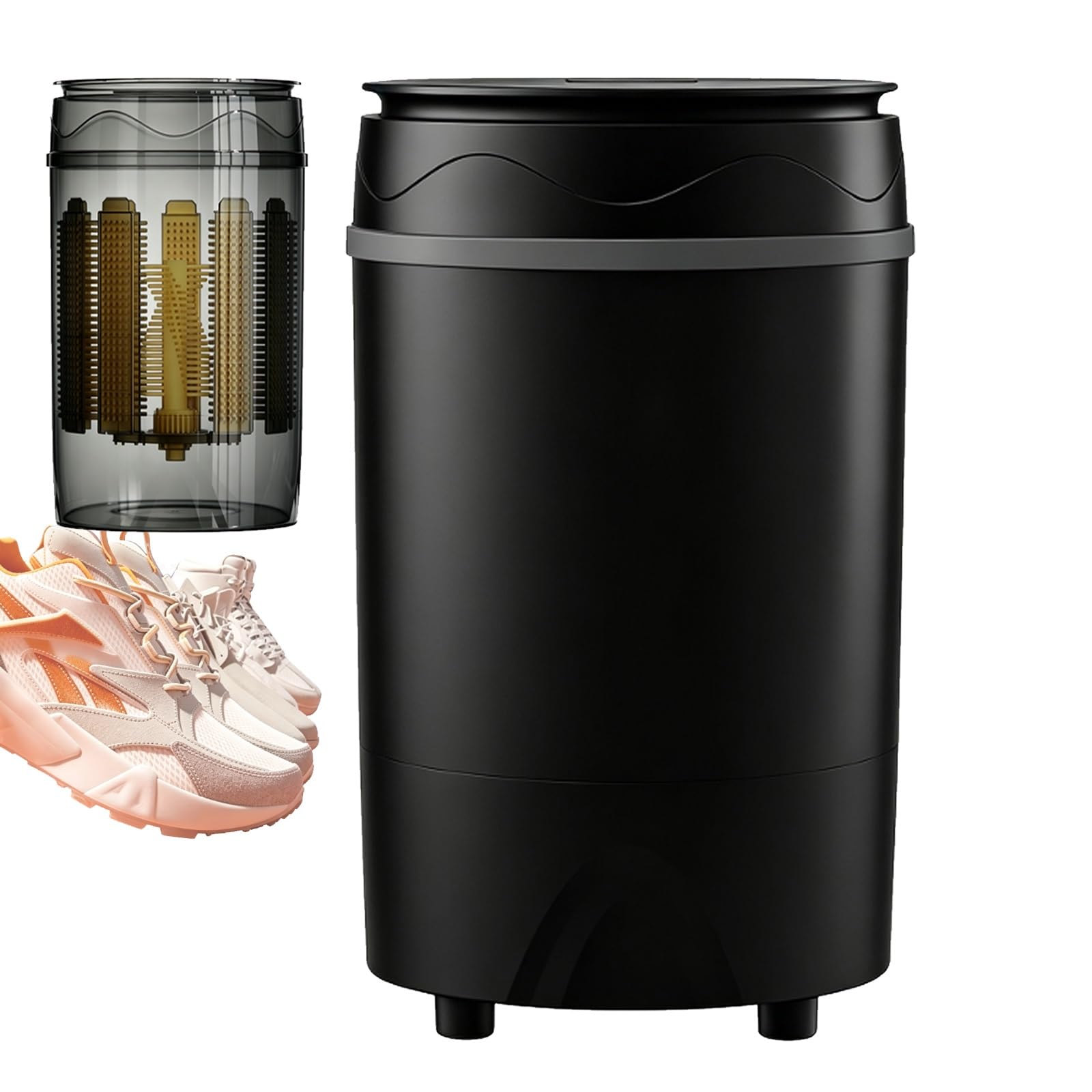 Lavadora Semiautomática, Lavado De Zapatos/Ropa/Spin-Dry | Capacidad De 2,8 Kg, Cepillo Desmontable, For Calzado Y Ropa, Temporizador Giratorio(Black)