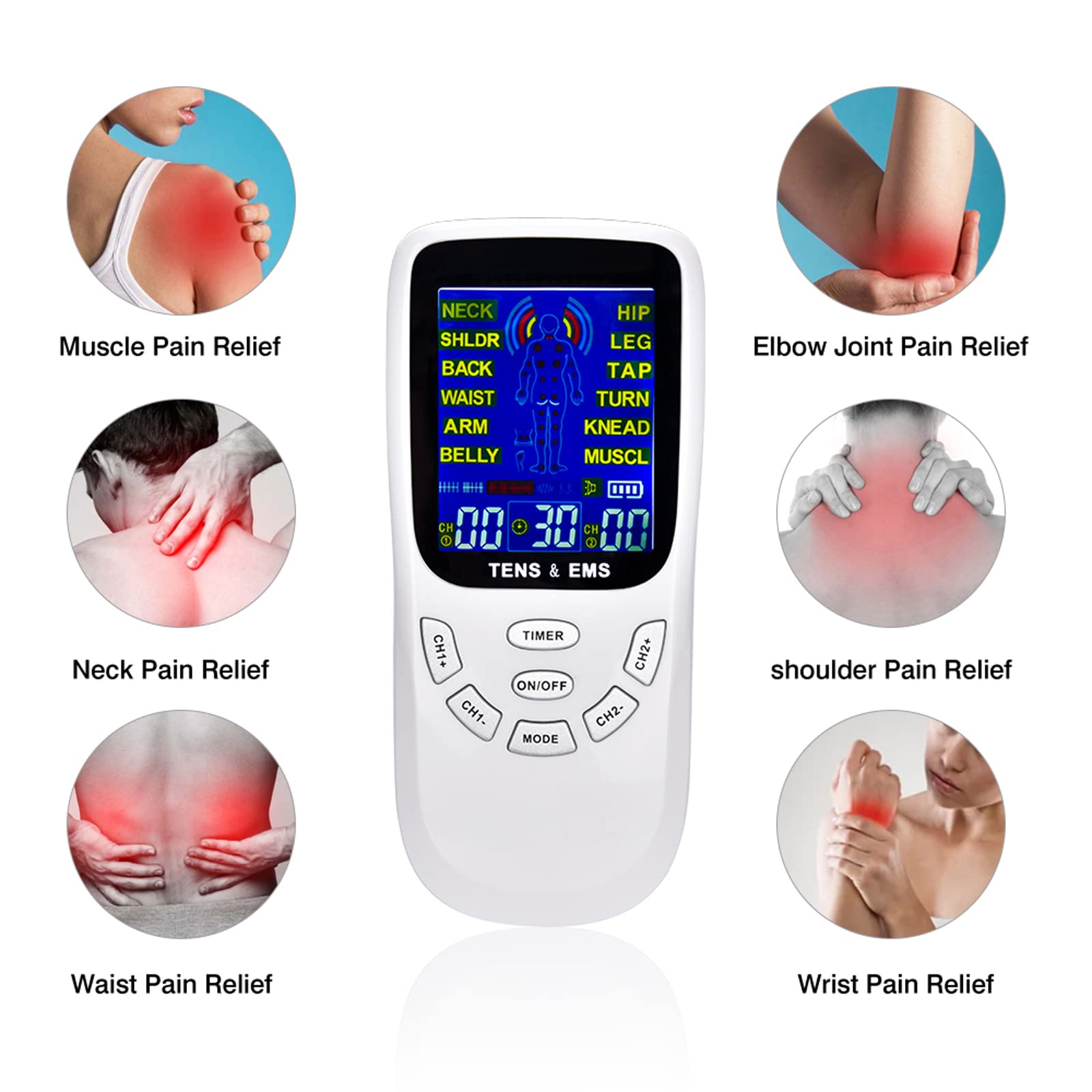 12 Modos de Fisioterapia de Baja frecuencia, máquinas TENS, Unidad EMS, electroestimulador Muscular de Pulso, Terapia de Almohadilla, el Mejor masajeador para el Cuerpo