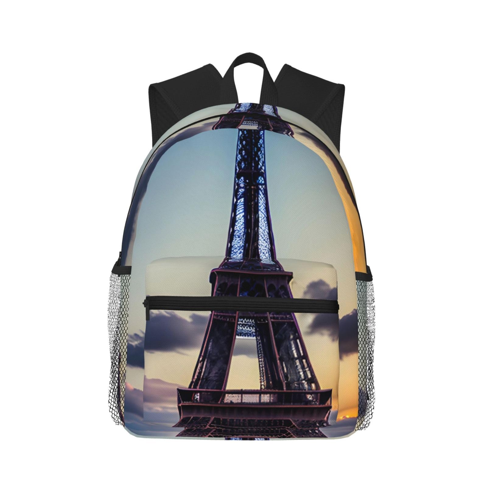 Sac à dos de voyage Tour Eiffel noir double épaule léger et réglable taille unique - 8