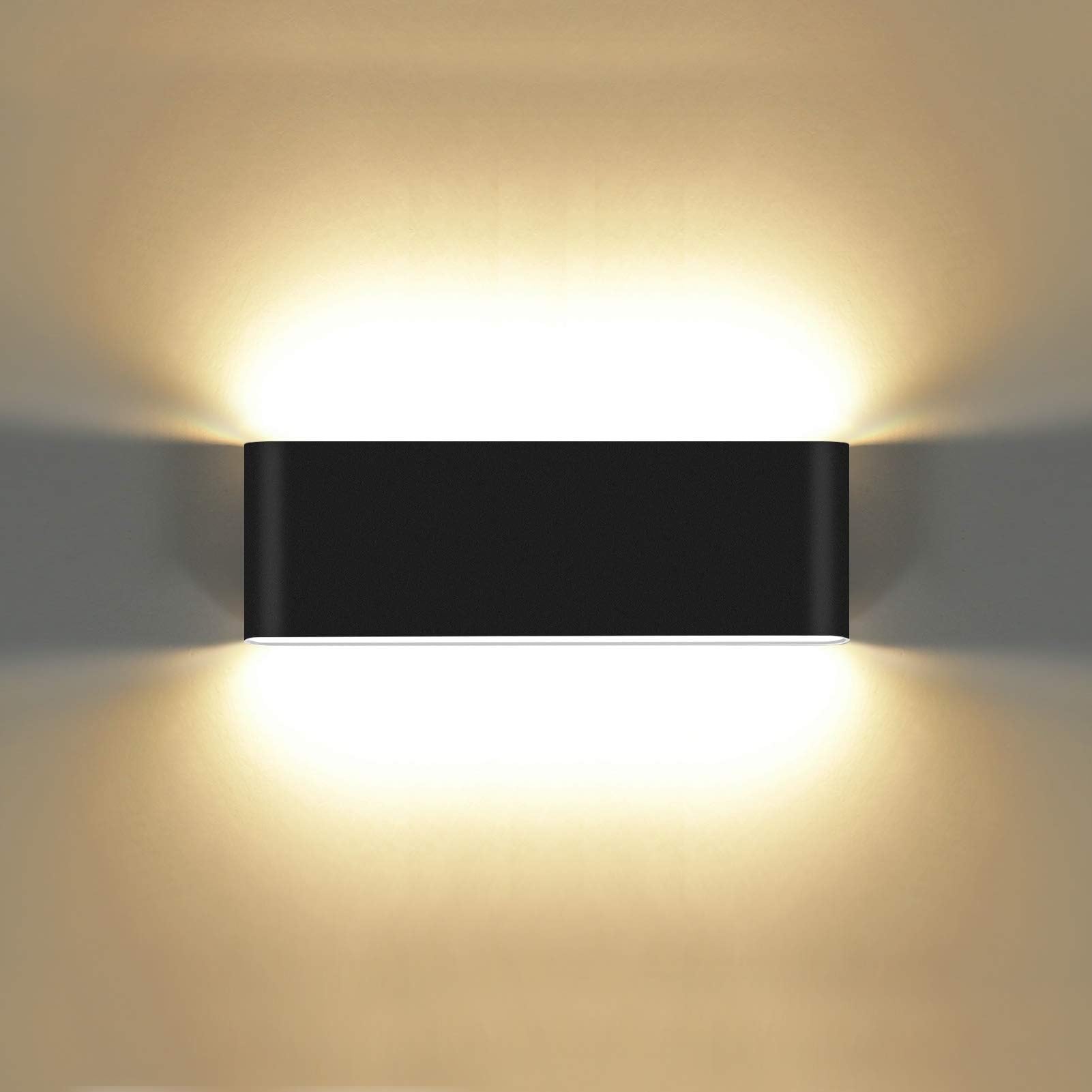 KAWELL20W Modern Wall Lamp LED Wall Light Up Down Aluminum Wall Wash Lights Waterproof IP65 Outdoor Indoor for Bedroom Living Room Bathroom Stairs Porch Corridor Hallway, Black 3000K