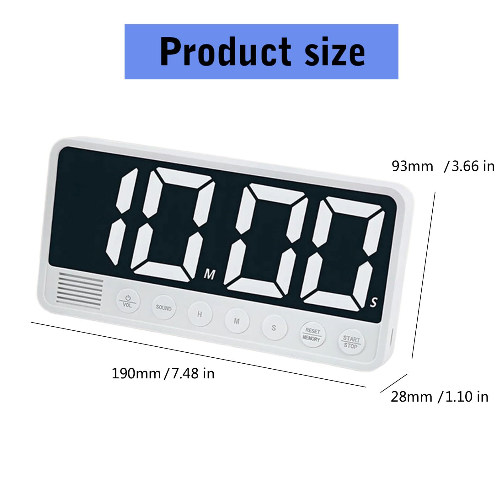 Grand écran LED Minuterie Comptage Haut / Bas pour Salle de Classe Maison Tablette Magnétique Minuterie Cooking Digital Minuterie Chronomètre