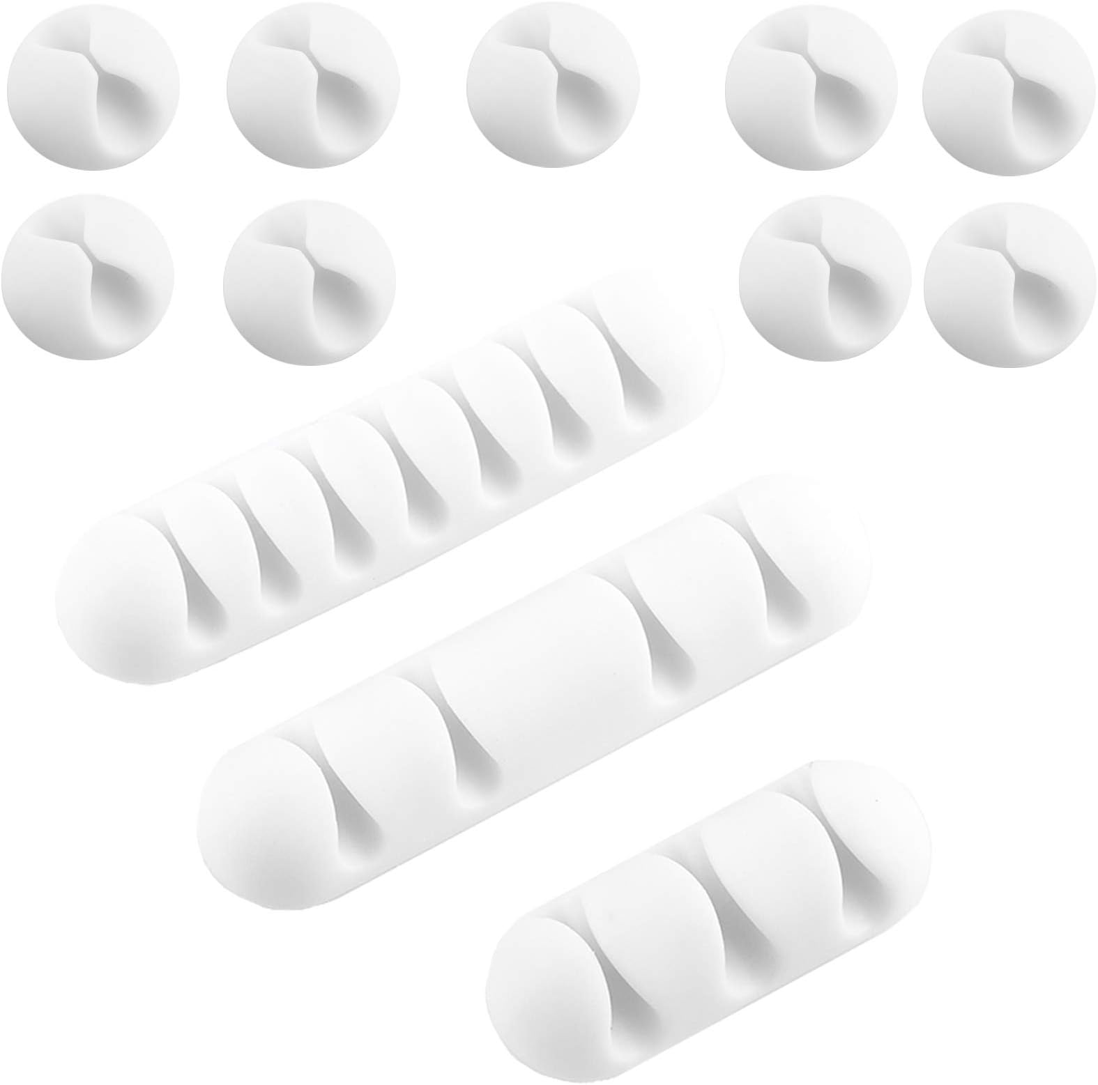 Gydandir 12 Pack Cable Clips Cord Organizer Cable Management for Organizing Cable Cords, Self Adhesive Cord Holders for Home and Office (White)