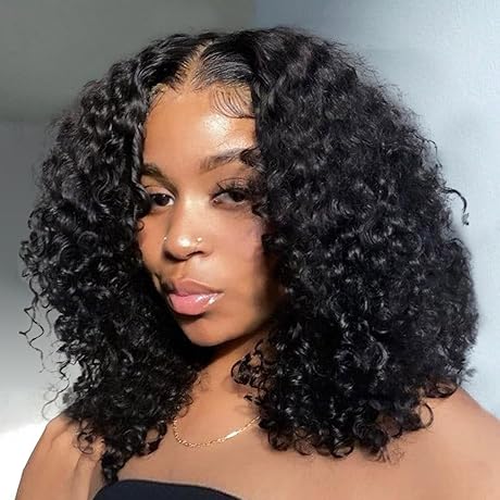 14 Inch Cheap Human Hair Curly Wigs - Deep Wave 13x4 Deep...