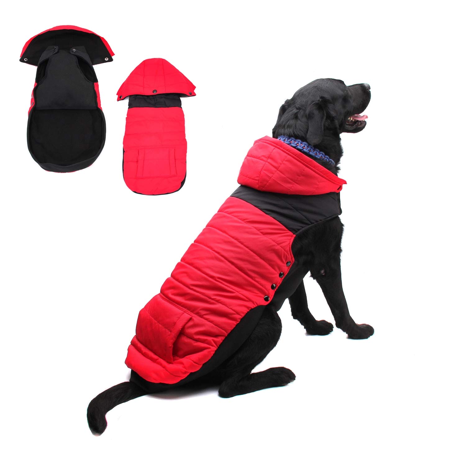 犬服 防寒 冬 リバーシブル Mサイズ 前開き ボタン 着脱簡単 犬服 防寒