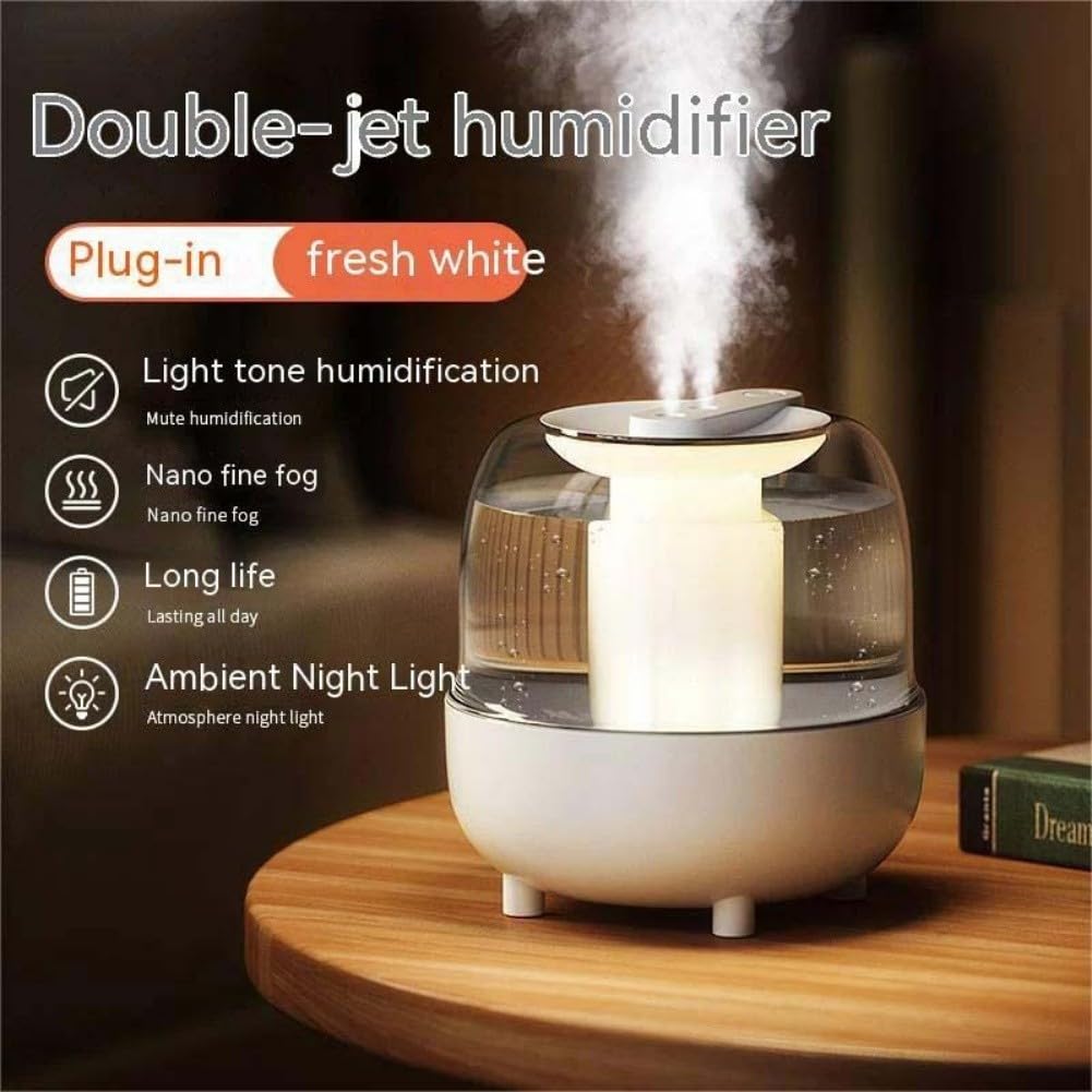 Umidificatore a nebbia fredda da 4 l, ultra silenzioso, per camera da letto, grande stanza, con display digitale, riempimento superiore, diffusore di oli essenziali, 19,5 x 18 cm (4 l, bianco)