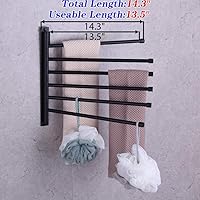 Vista 4 de GERZWY - Toallero de baño con brazo giratorio montado en la pared, con 6 brazos, organizador para toallas, acero inoxidable SUS 304, acabado negro