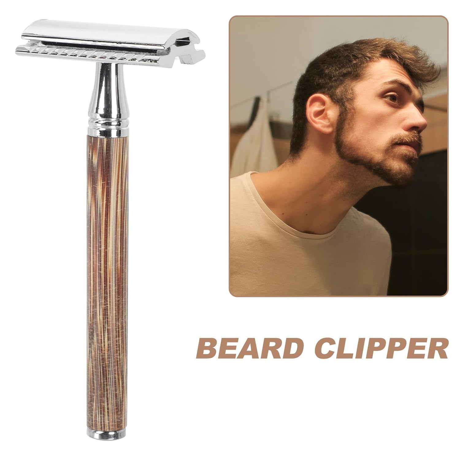 MERRYHAPY Double-sided Handle Safety Razor Manual Beard Shaving Tool for Men Comfortable Non-slip Grip and Skin-friendly Grooming Cutter for Daily and Travel Use