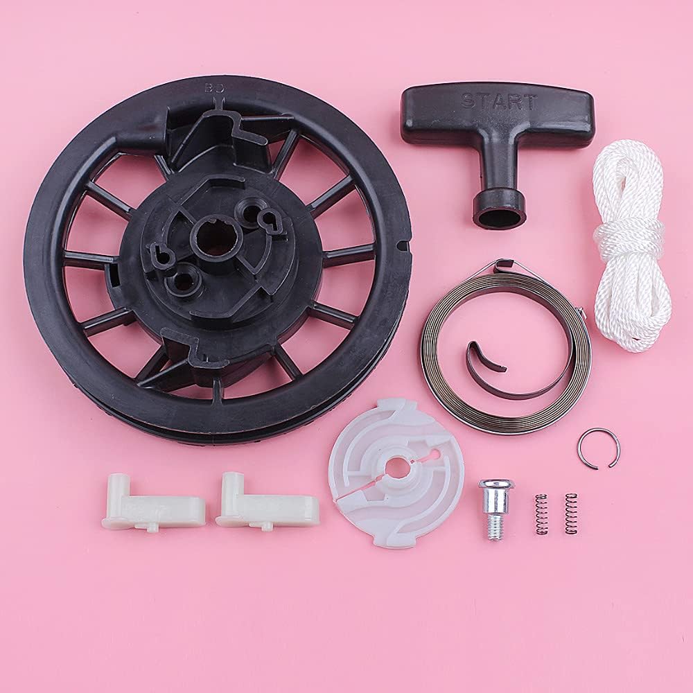 Compatible with HA GX120 GX160 GX200 Recoil Starter Pulley Spring Handle Grip Rope Pawl Kit for LN Mower Engine Replacement Part