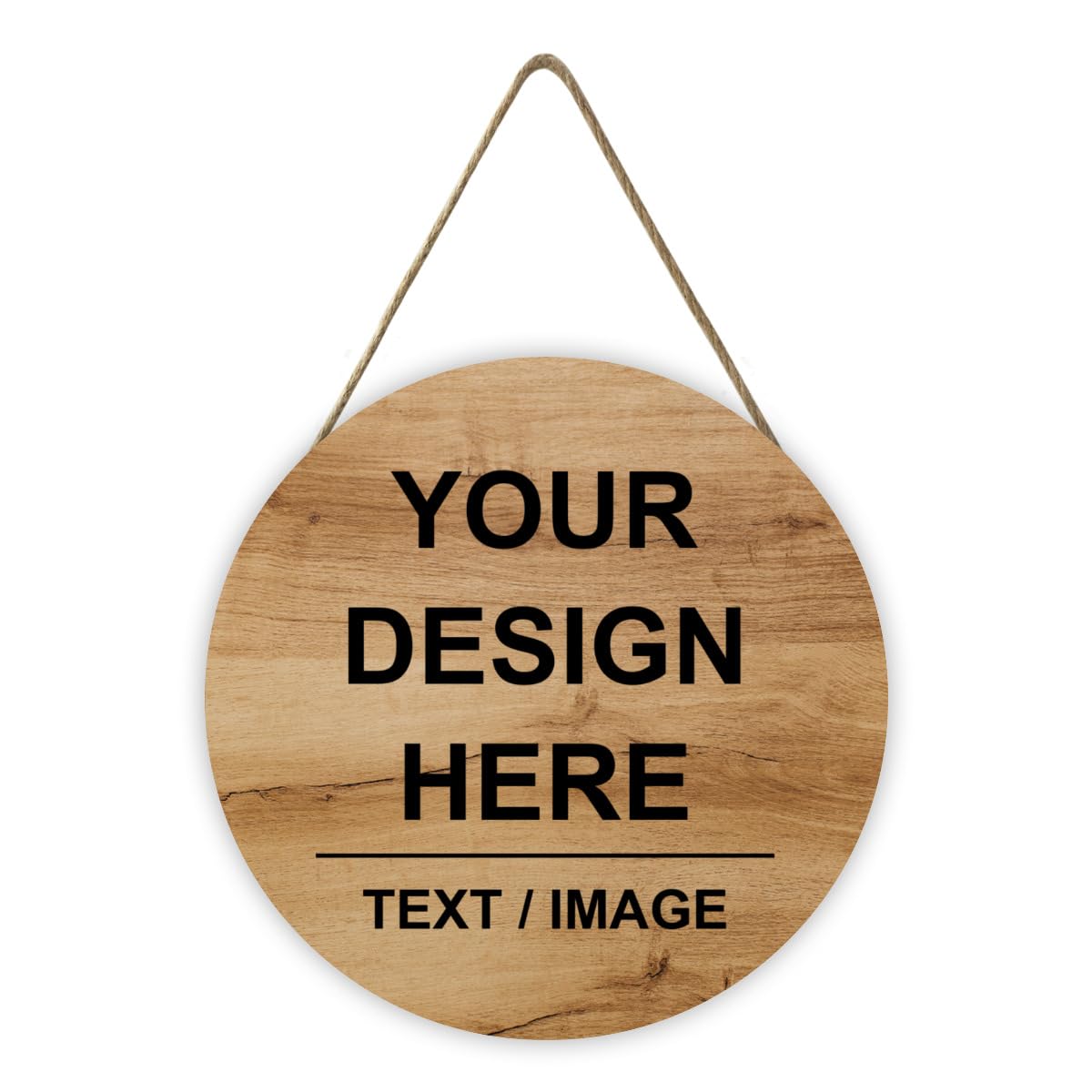Personalized Round Hanging Wood Door Sign Custom Add Your Own Text Picture Image Welcome Decor Wall Plaque Home Farmhouse Wooden Signs for Kids Room