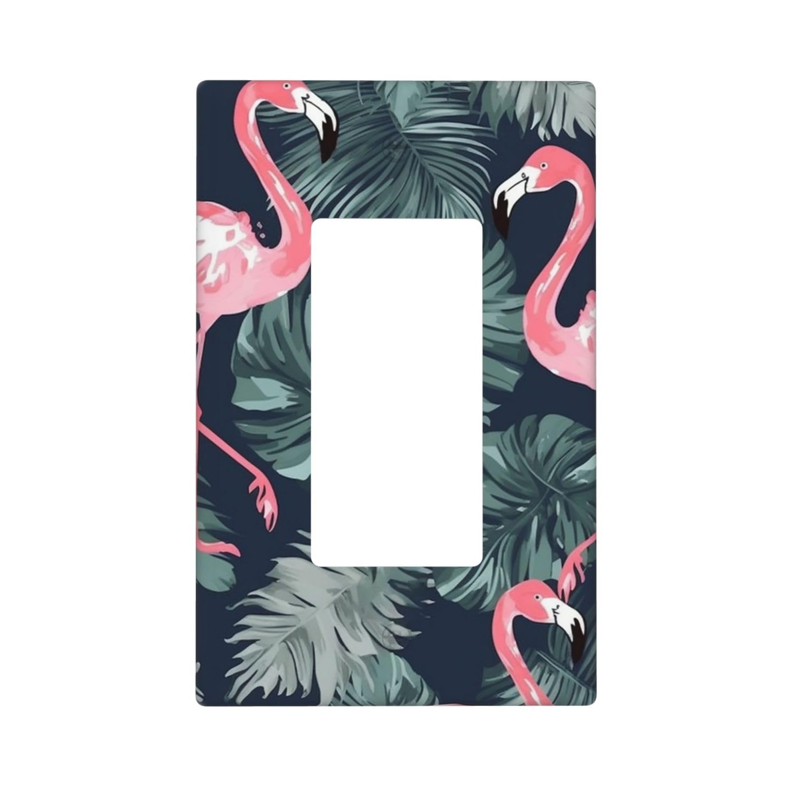 Flamingo and Leaves Wall Plate Cover 1 Gang Light Switch Cover Decorative Single Duplex Wall Plates Standard Size Decorator Blank Electrical Switch Plate Cover for Electrical Outlets