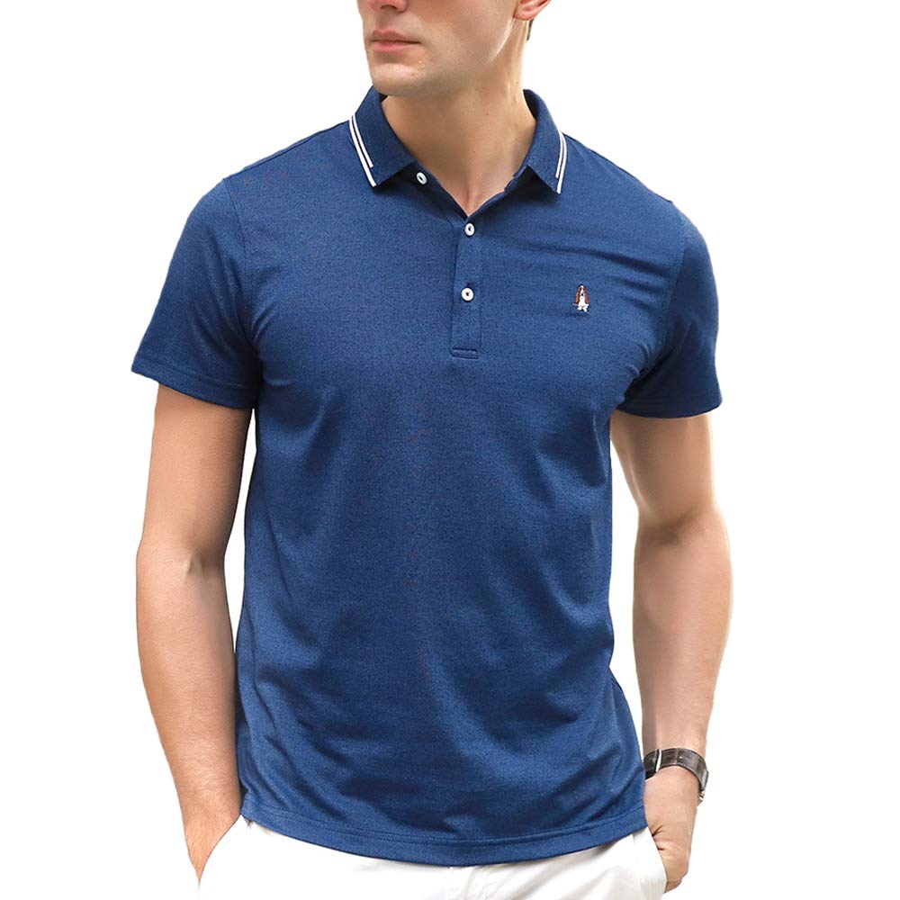 Polo homme col décontracté gris bleu small - 6