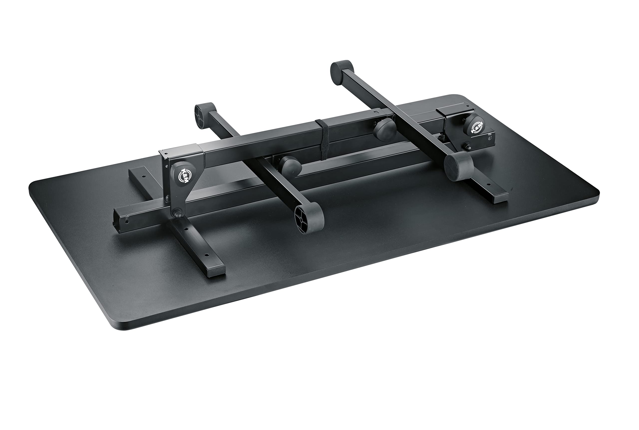 K&M 12170 DJ Tisch Schwarz - Klappbarer Eventtisch - Plattengröße 117 x 60 cm - schrittweise höheverstellbares Pult