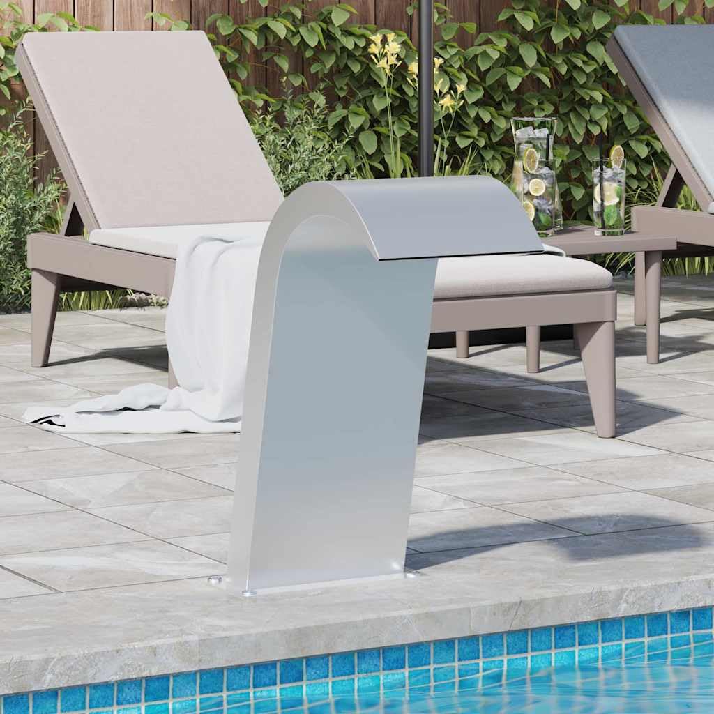 Cascade de piscine - 50 x 30 x 60 cm - En acier inoxydable 304 - Pour piscine, jardin, étang, jeu d'eau avec kit de raccordement, argenté