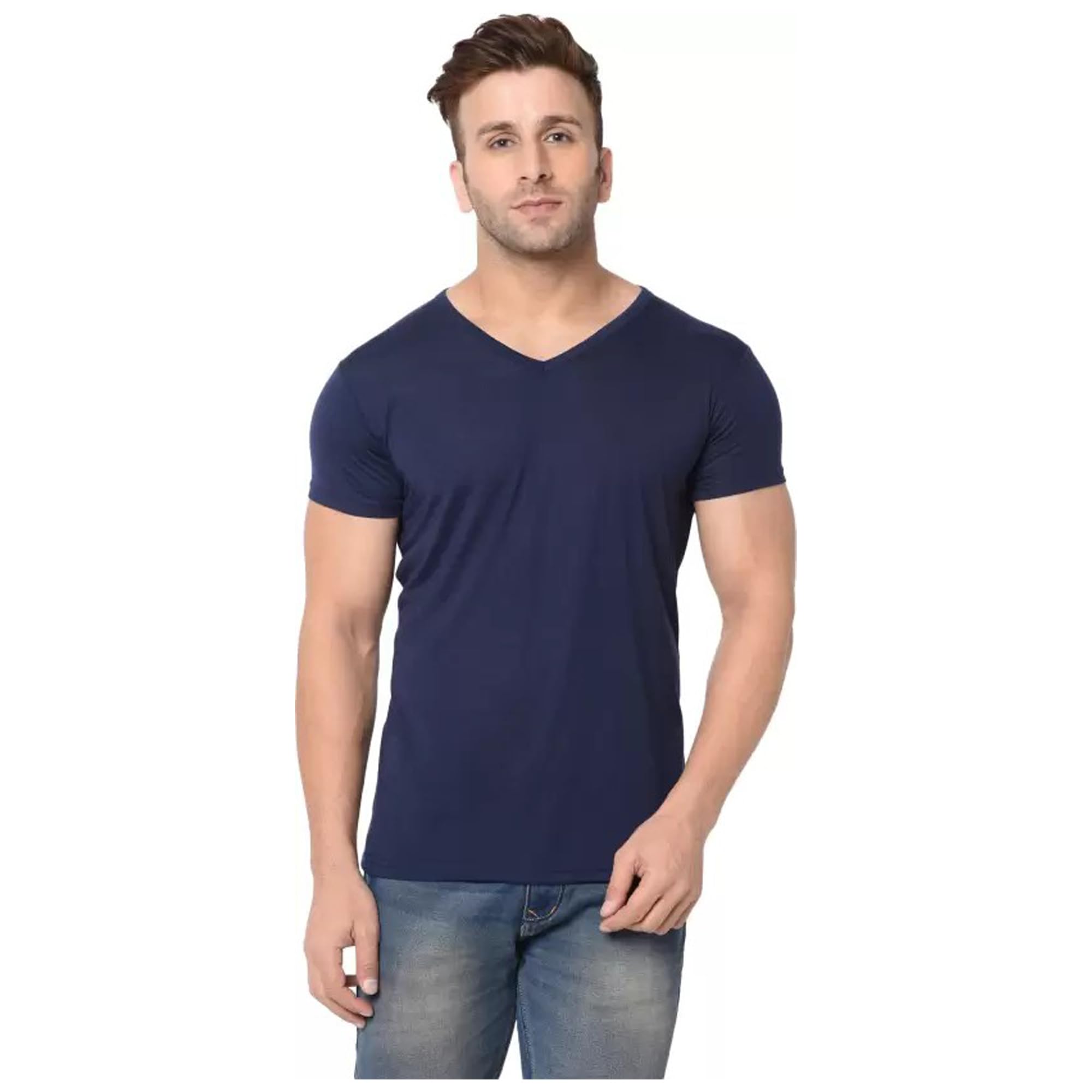 rlp Men's V Neck Half Sleeve Polyester Tshirt (Pack of 1)-picture-47