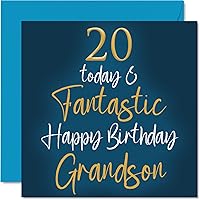Vista 1 de Stuff4 Fantásticas tarjetas de cumpleaños número 20 para nieto, 20 hoy y fantásticas, tarjeta de feliz cumpleaños para nieto de abuela, abuelo