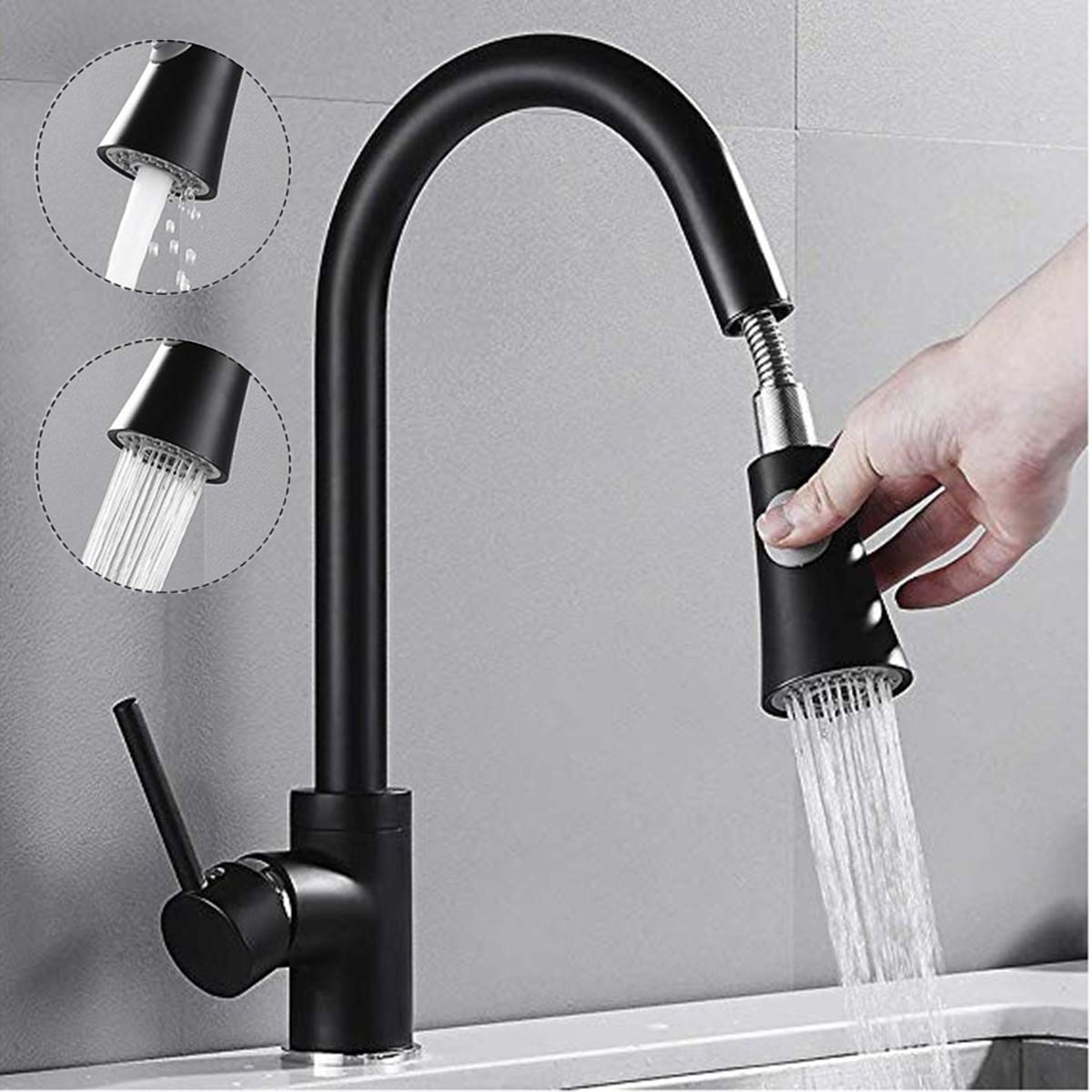 RanDal 360 ° Küchenwaschbecken Schwenkbar Ausziehbarer Wasserhahn Sprayer Heiß Kaltwasser Mischbatterie