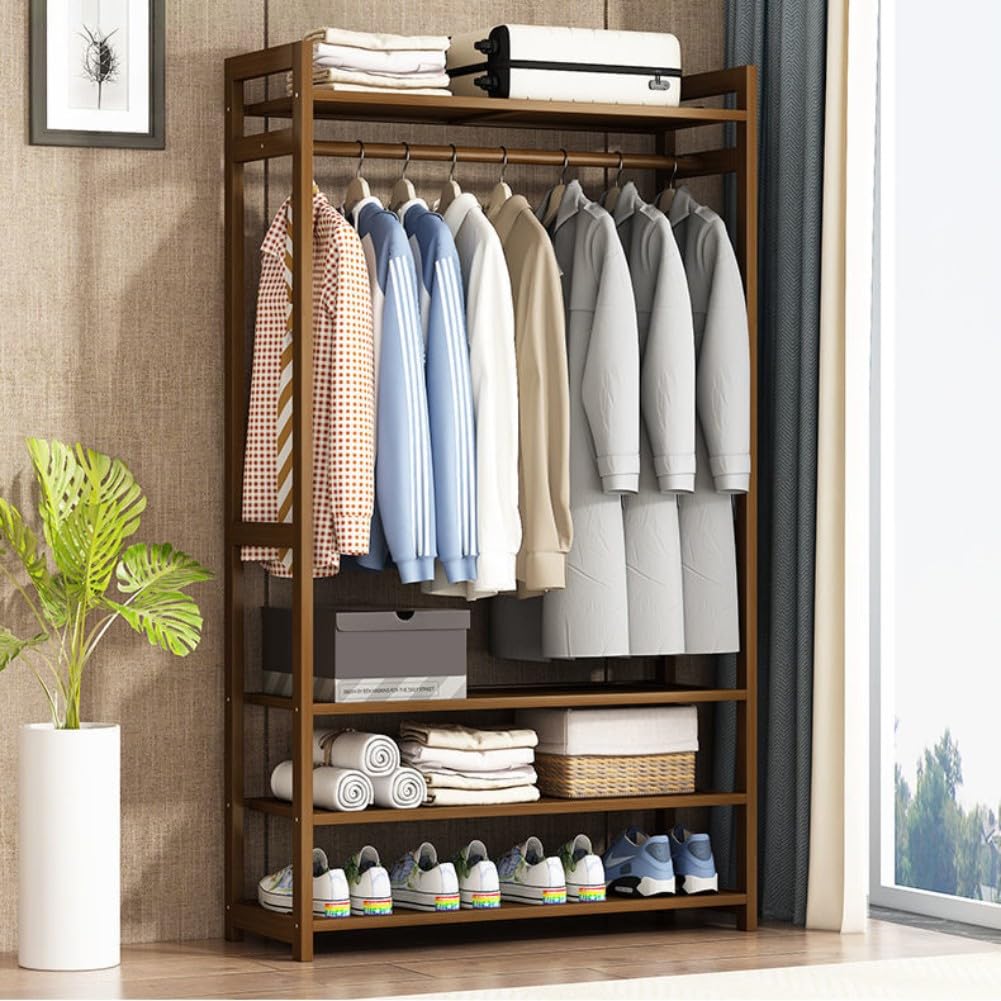 Portant à vêtements pour dressing en acier robuste avec étagères
