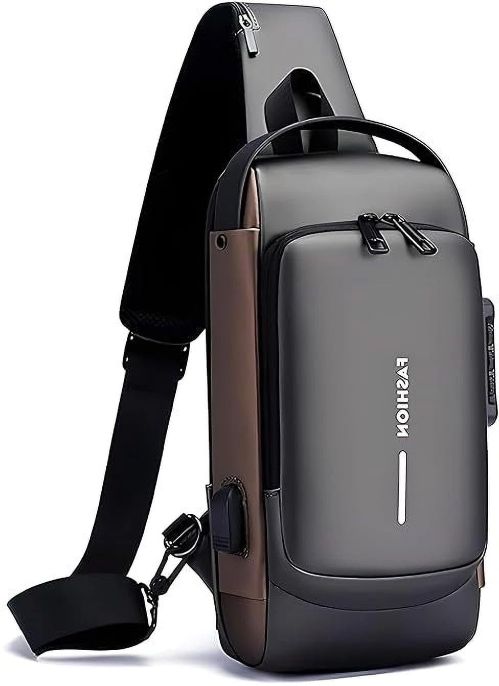 Waterproof Bag Polyester Slim Unisex Sling body Bag with USB Port & Security Lock Perfect for Travel, Bike_BS91-image-25