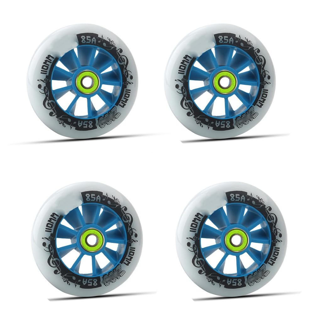 JCXYL EV Indoor/Outdoor Roller Skate Wheels 4 Pack 90mm/100mm/110mm Inline Skate Wheels, 85A Roller Skating Wheel Replacement with bearings