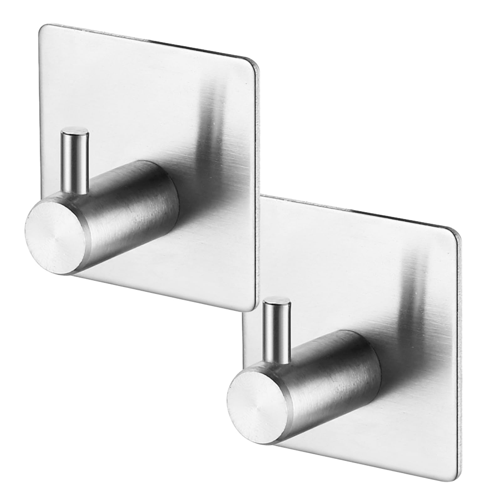 Doetyd Silver 2 Pcs Stainless Steel Hand Towel Holder, Self-Adhesive Wall-Mounted Design, Strong Sticky Hooks For Hanging Robes Coats Tea Towels And Kitchen Items, Ideal For Bathrooms Or Back Of Door Use（Silver）