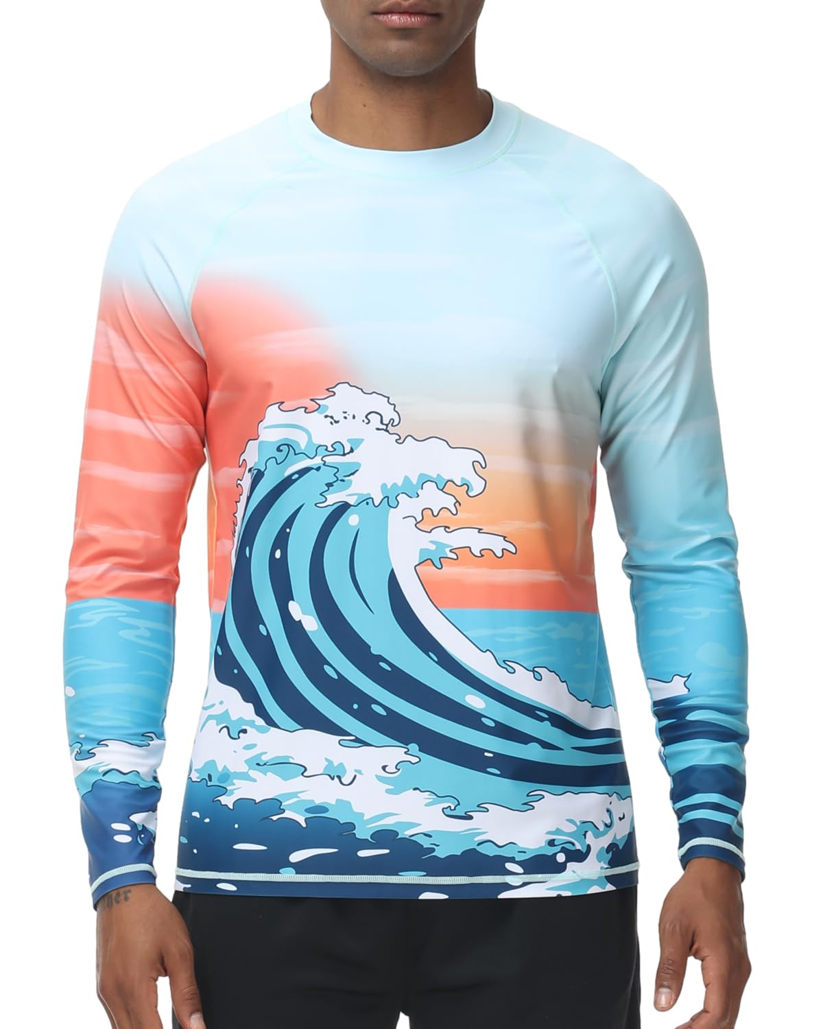 VAYAGER Herren Schwimmshirts UPF 50+ Rashguard Langarm Schnelltrocknendes T-Shirt Locker sitzendes Wasser Angeln UV-Schutzshirts