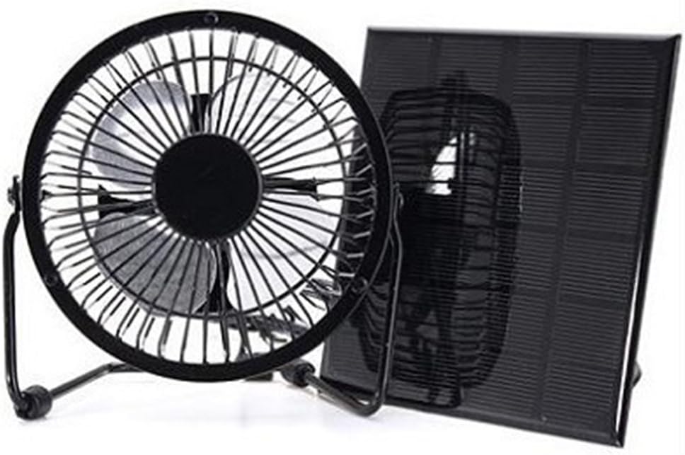 Mini Solar Panel Cooling Fan, 3W 6V 4-inch Cooling Ventilation for Greenhouse Home Office Outdoor Traveling Fishing Dog House Ventilator (Black)