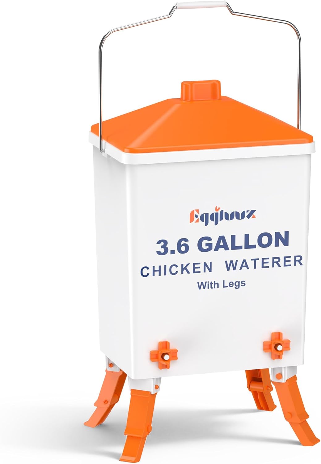 3.6 Gallons Chicken Waterer Bucket with Water Nipples, Adjustable Legs and Anti-Roost Cone