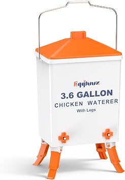 Eggluuz 3.6 Gallons Chicken Waterer Bucket with Water Nipples, Adjustable Legs and Anti-Roost Cone