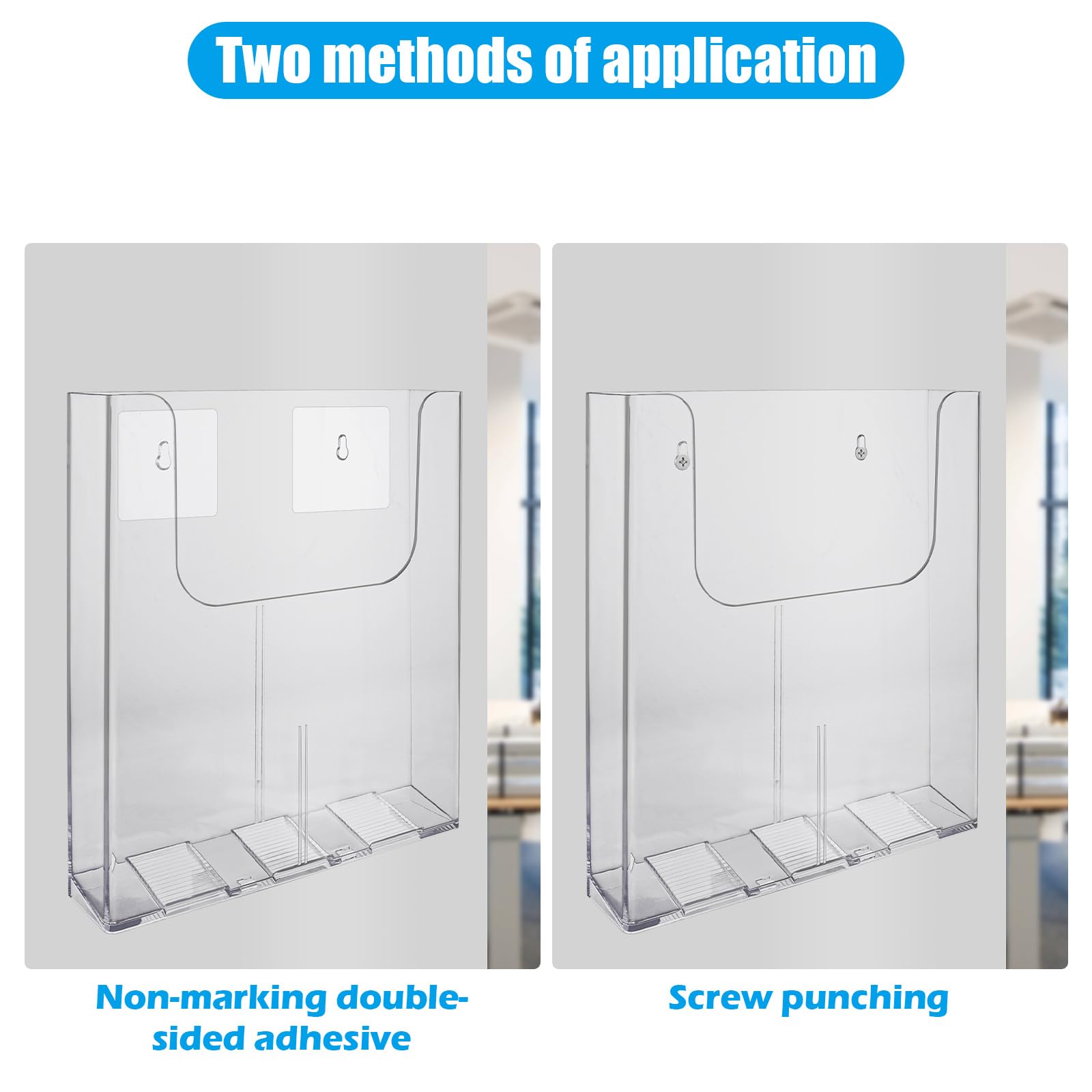 ASelected 2 Pack A4 Wall Mounted Magazine File Holder Portrait Literature Stands for Display Crystal Clear Acrylic Literature Stand Dispenser for Leaflet Brochure - Image 3
