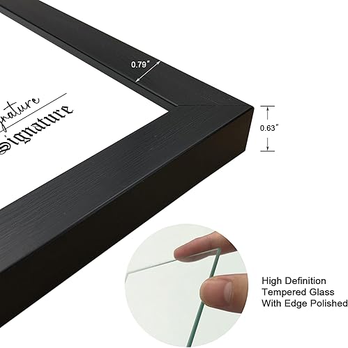 Miniatura 5 de Juego de 3 marcos para diploma de 8.5 x 11 pulgadas con vidrio de alta definición, para pared y mesa, color negro