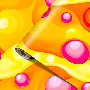HOMETITUTE Yellow Bubble Peel Stick Wallpaper 15.7x39.4 Vinyl Decor