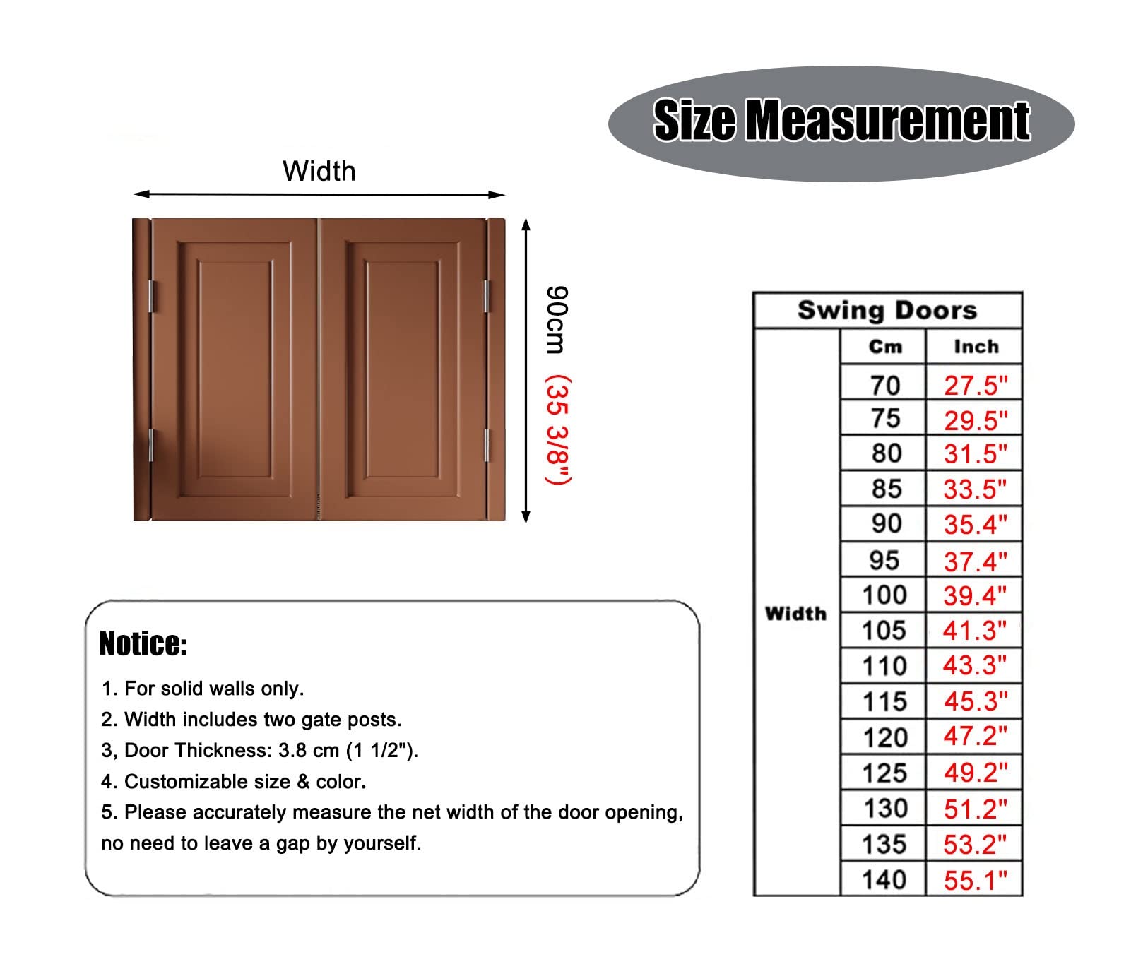 Porta battente interna in legno massello con cerniere in metallo per scale, bagno, camera da letto, balcone