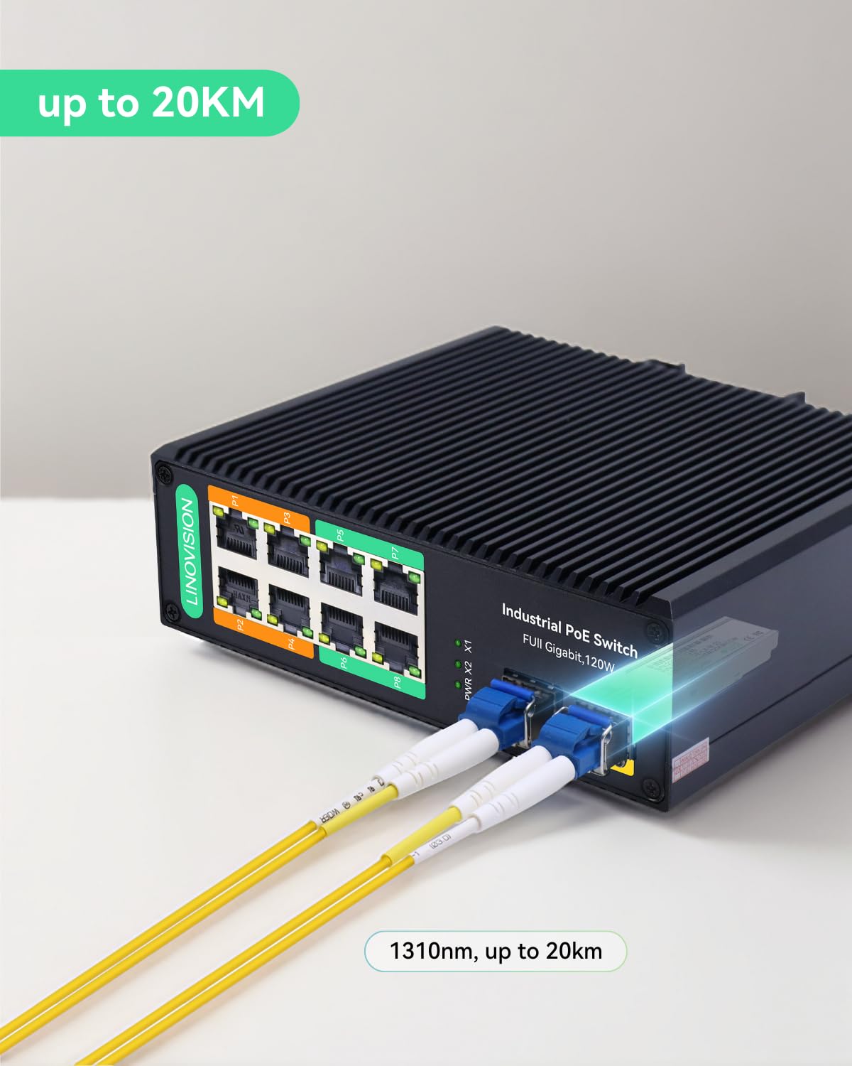 LINOVISION Módulo 1.25 G SFP, 1000Base-LX, 1310 NM SMF, hasta 20 km, Fibra LC Dual, transceptor SFP para switches Cisco, D-Link, Supermicro, Netgear, Fortinet, TP-Link y Ubiquiti UNIFI