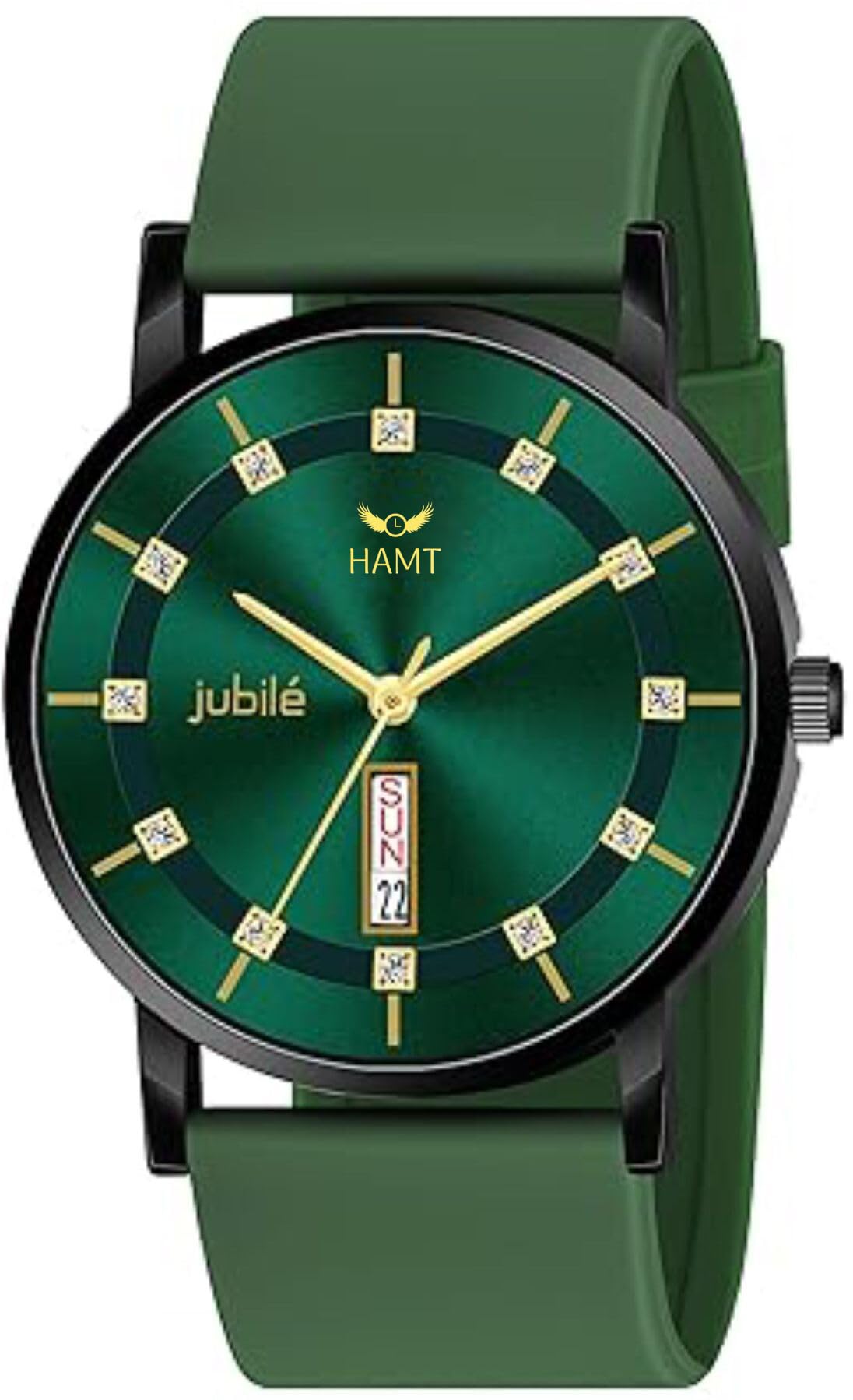 hamt Silicone Strap Day Date Display Dial Wrist Watch for Men | HT-GR318 (Green) (B0C9DSRT29) Amazon Price History, Amazon Price Tracker