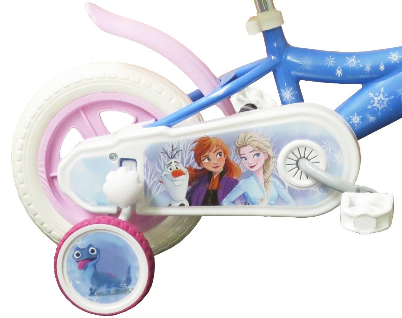 Disney Vélo 10'' Enfant Fille Reine des Neiges/Frozen avec Panier Avant, Garde Boue, Carter, Roues bâtons & 2 stabilisateurs