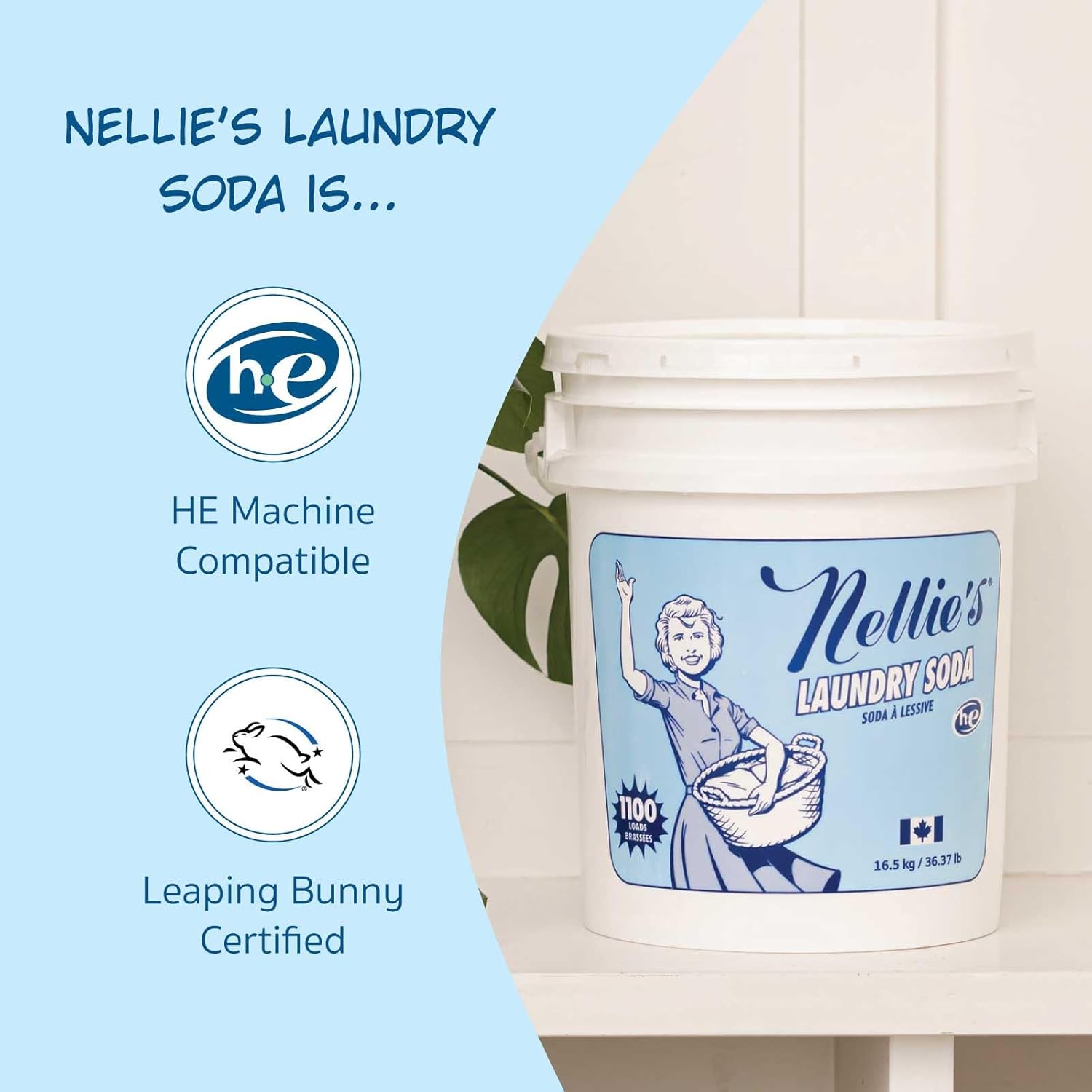 Nellie’s Laundry Soda – Concentrated Powdered Detergent for 1,100 Loads – Fragrance-Free & Septic Safe – Dissolves Easily and Rinses Clean with No Residue (Made in Canada)