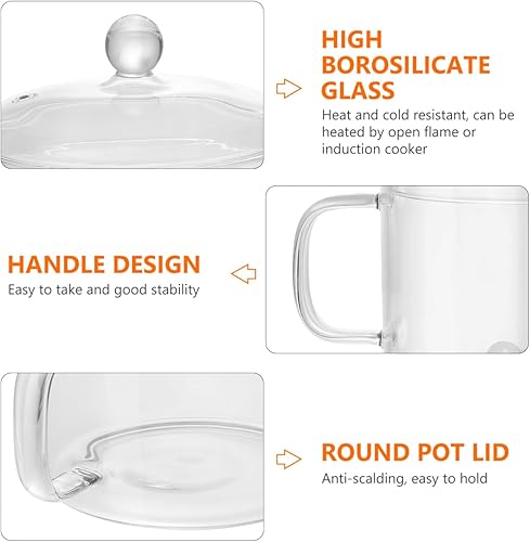 Miniatura 5 de Olla de vidrio transparente para estufa, popurrí, cacerola de vidrio resistente al calor con tapa, juego de utensilios de cocina transparente con