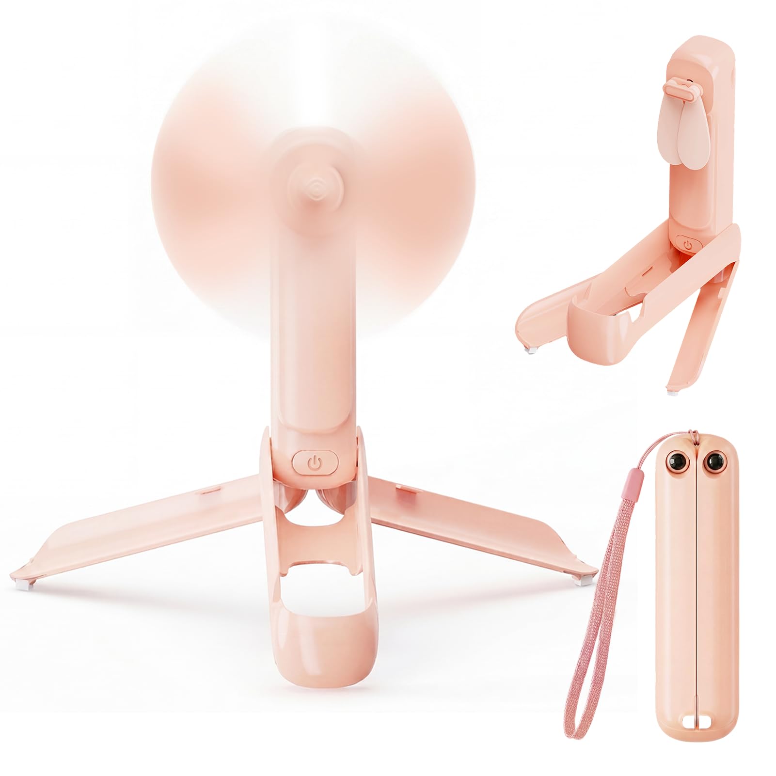 WOWDSGN Mini Ventilator Hand, 2000mAh Akku, 3 Geschwindigkeiten, faltbar & tragbar – Bis zu 12 Stunden Laufzeit für Unterwegs, Desktop & Outdoor