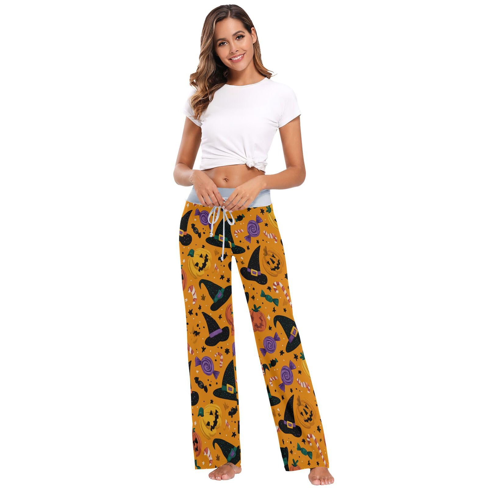 Amazon.com: Women's Pajama Pants Halloween orange Witch pumpkin