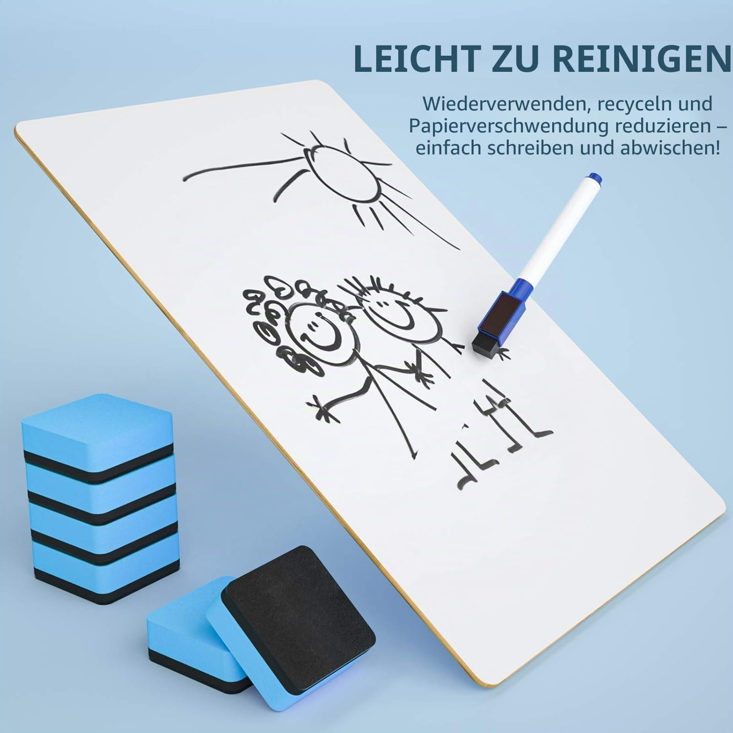 Nicpro 30 Stück trocken abwischbares Mini-Whiteboard, A4, 22 x 30 cm, doppelseitige Lapboard bulk mit 30 Stiften, 30 Radiergummis, kleines Whiteboard, tragbares Zeichnen, Schreiben Board