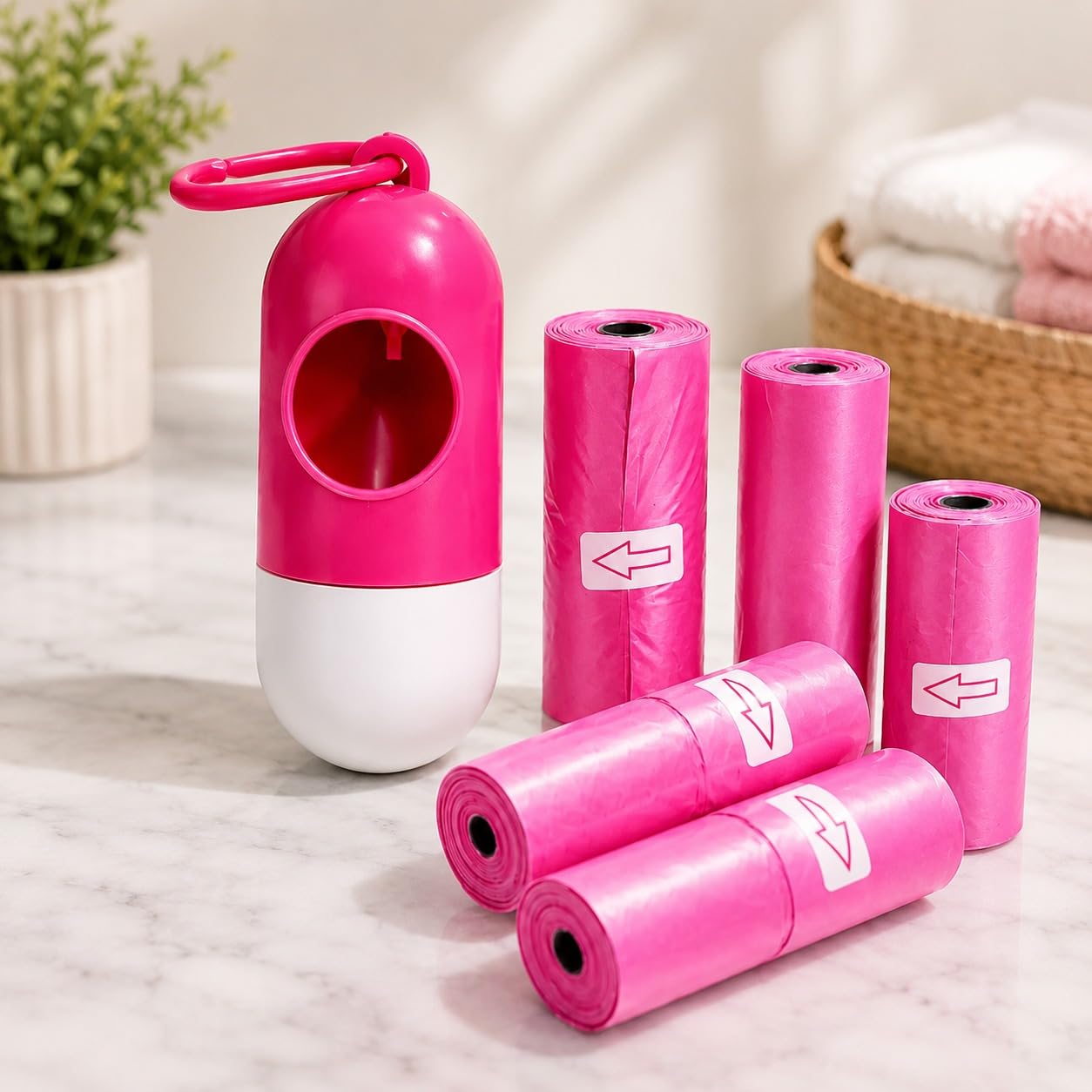 JOY BUZZ Baby Diaper Disposal Bag Dispenser with 5 Refill Rolls | Portable Diaper Bag Holder with Clip | Leak Resistant | Travel friendly |(Pink)-image-47
