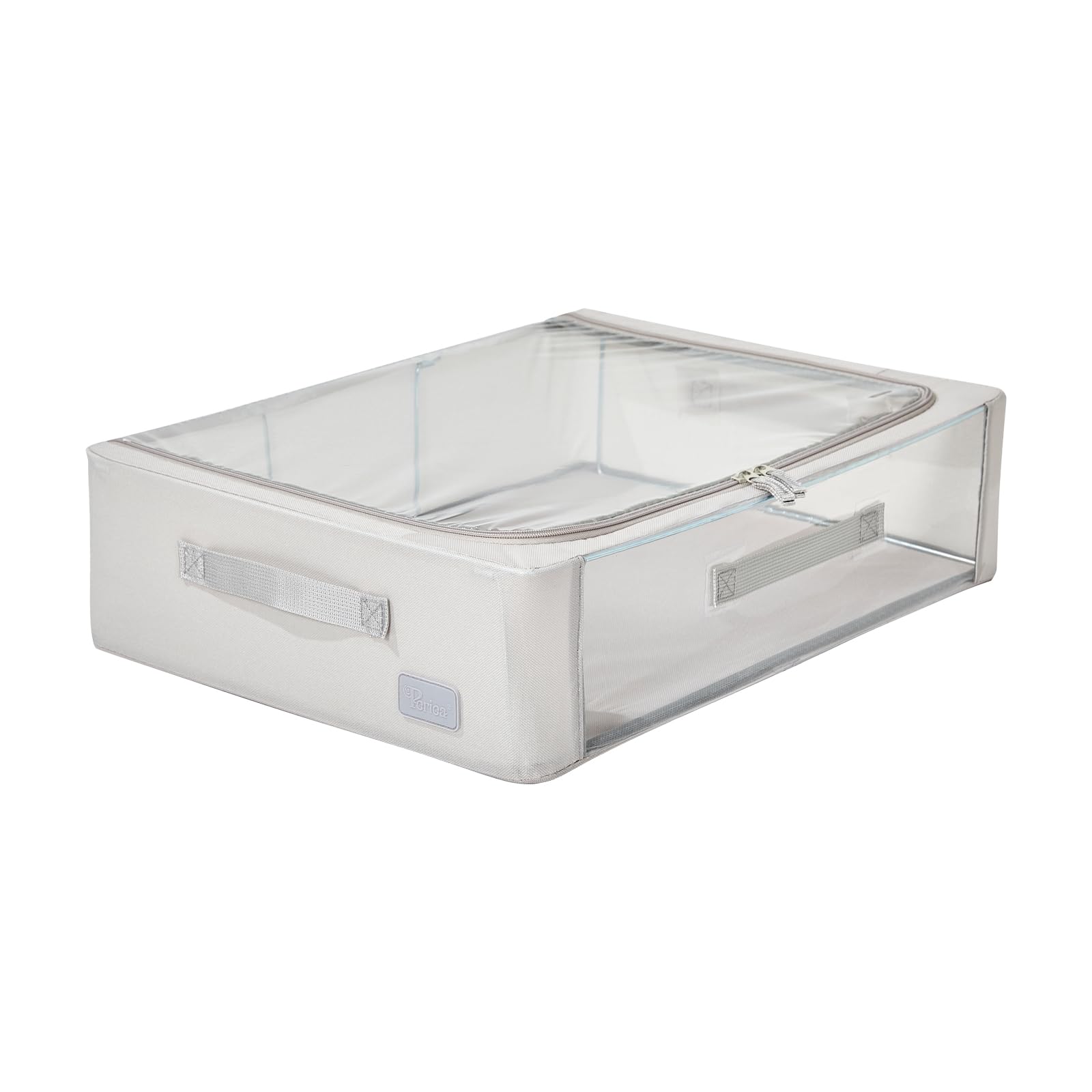 Periea Grey Esme Folding Collapsible Stackable Fabric Underbed Home Storage Boxes With Steel Frames (Grey)