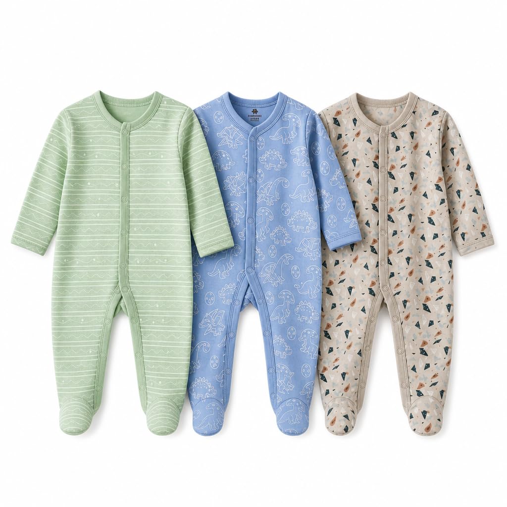 Baby Cotton Full Sleeves Romper Set of 3 for Newborn Bodysuit | 3 Piece Jumpsuit for Baby boys & girls Clothing Set, Soft Cotton Romper Bodysuit-image-42