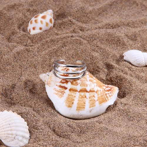 Image of Milacolato 925 Sterling Silver Toe Rings for Women 18K White Gold Plated Arrow Heart Infinity Vintage Celtic Knot Teardrop Daisy Flower Stylish Toe Rings Adjustable Toe Band Rings Summer Beach Foot Jewelry