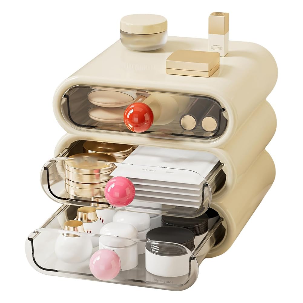 Boîte de rangement cosmétique au design épuré pour coiffeuse et salle de bain