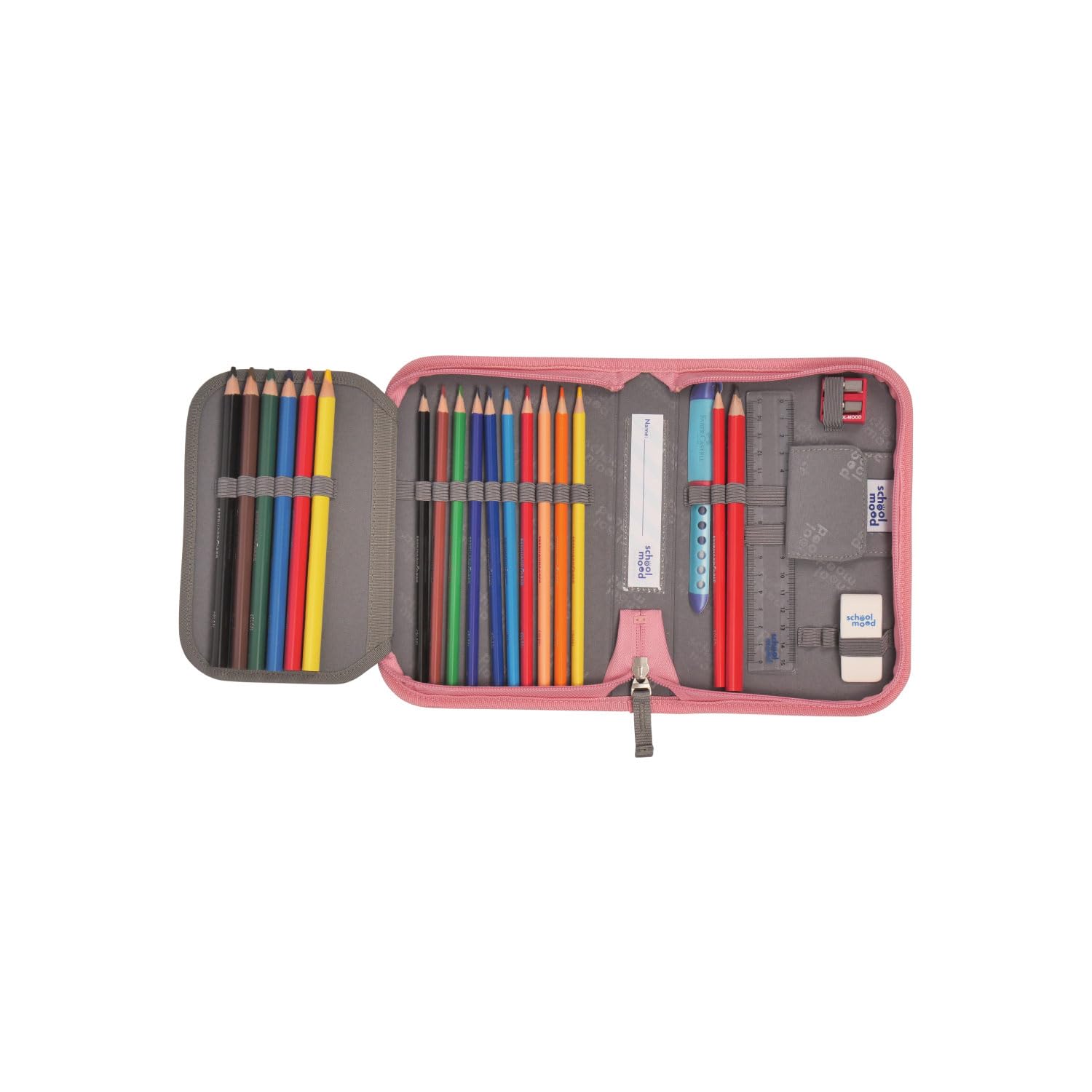 SCHOOL-MOOD Champion Pro Rainbow Schulranzenset 7-teilig 21,5L Stauraum, ergonomisches Easy Fit System für 1 m bis 1,50 m Körpergröße, standfest, wasserabweisender Stoff mit Reflektoren