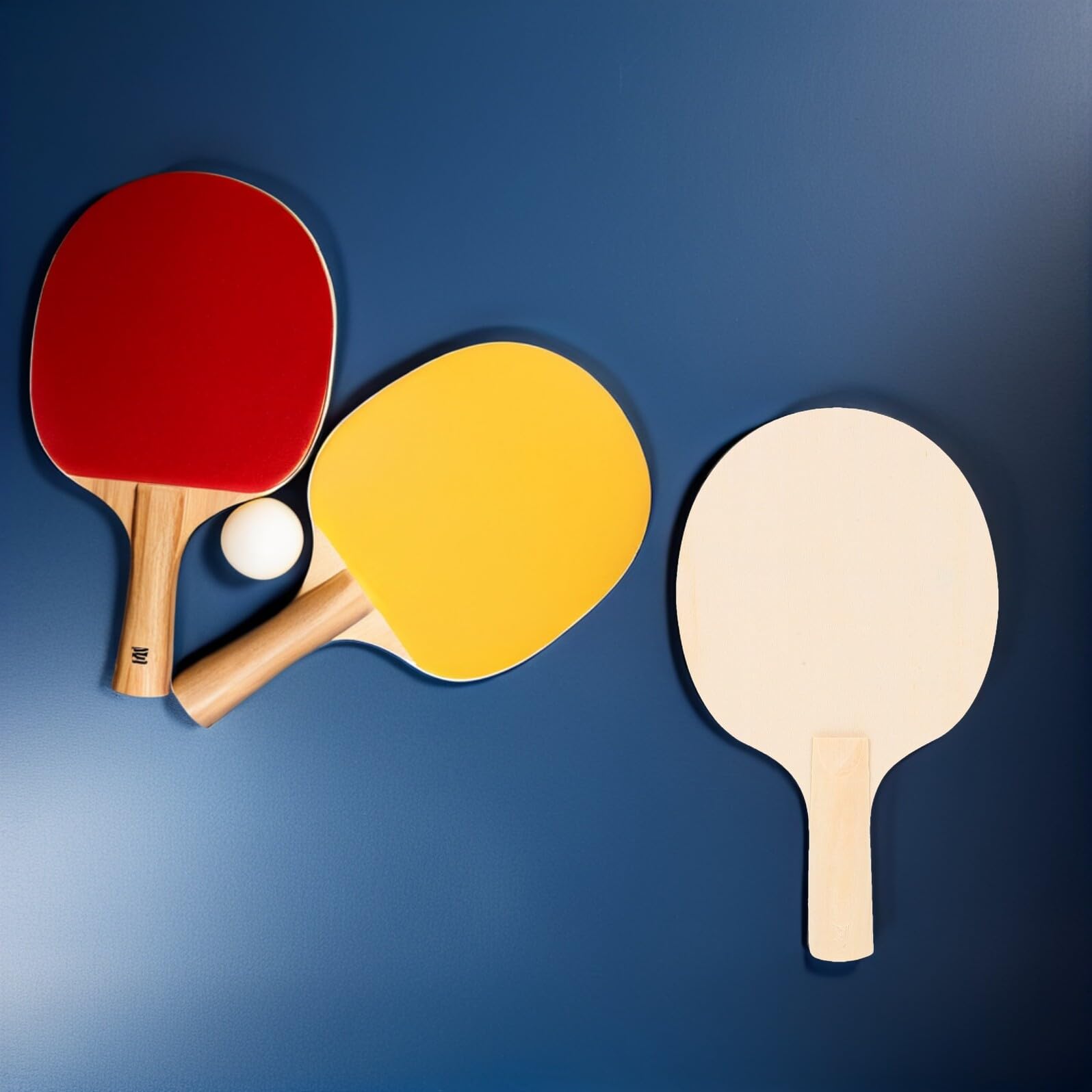 Racchetta da Ping Pong in Legno Grezzo 10 Pezzi, Beige
