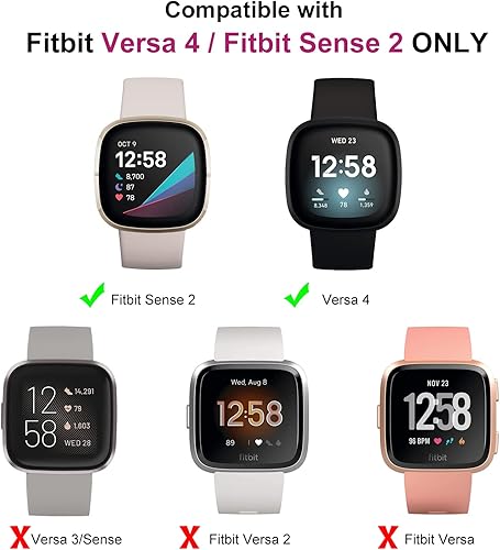 Miniatura 2 de Paquete de 4 Funda protectora de pantalla compatible con Fitbit Sense 2  Fitbit Versa 4, funda protectora completa de ajuste delgado, a prueba de