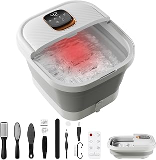 ACKLEAP Collapsible Foot Spa Massager with Heat, Touchscreen Temp Control, Rollers & Vibration - Foldable Bath for Relaxation