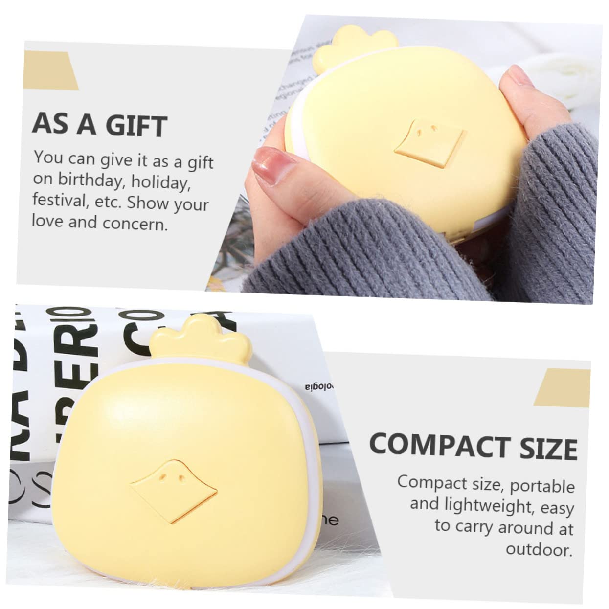 BESPORTBLE 3pezzi Mini Scaldamani Usb Ricaricabile Portatile e Regali Design Giallo